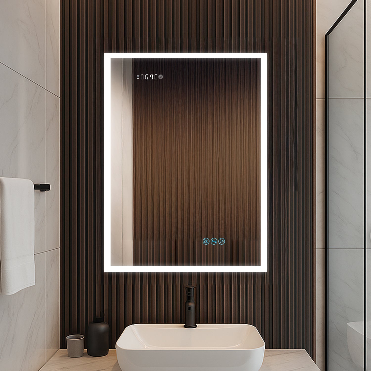 Sirius LED Medicine Cabinet with Clock MCL3