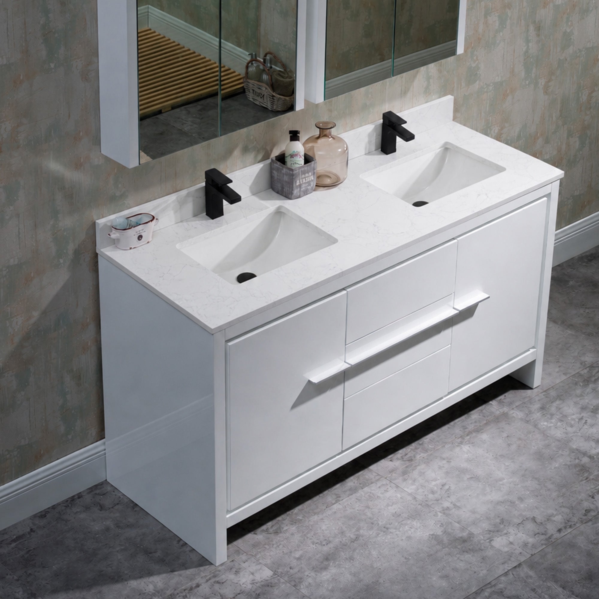 Countertop - Milan 60" - Artificial Calacatta White or Carrara Marble White