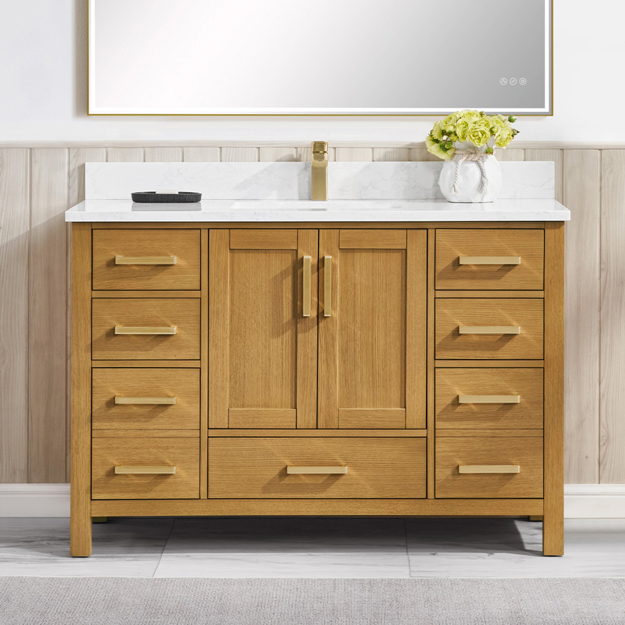 Solid Wood Vanity with Artificial Stone or Natural Marble Top | 2