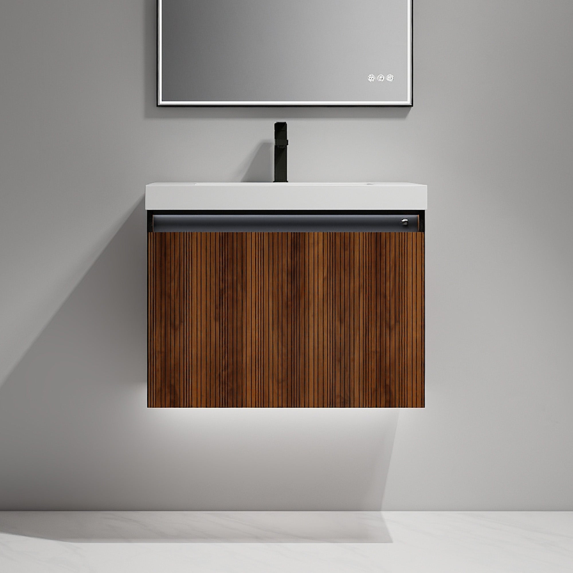 Wall-Hung Plywood Vanity with Dual LED Lights | Soft-Close Drawers