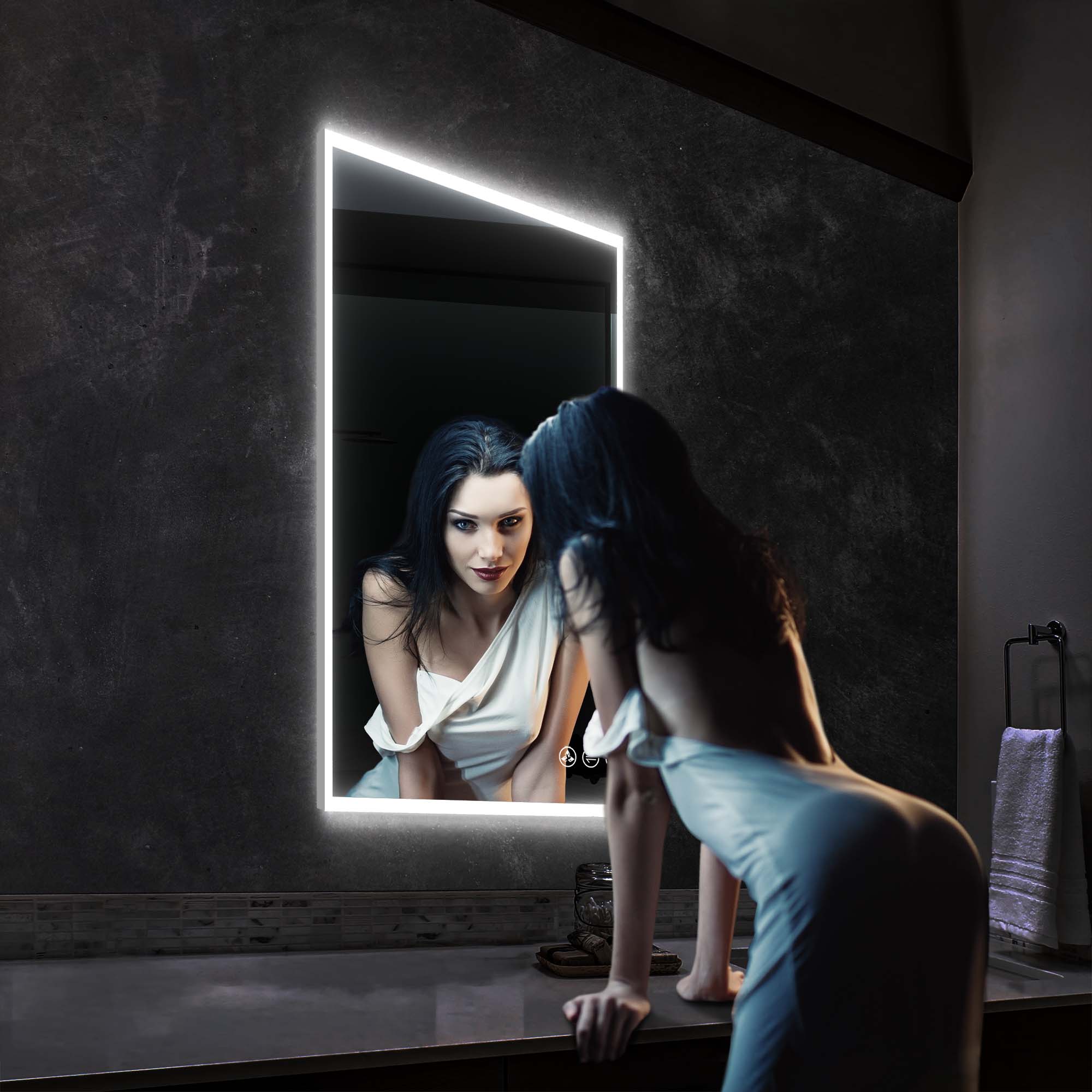 Beta LED Mirror with Frosted Sides LED M2