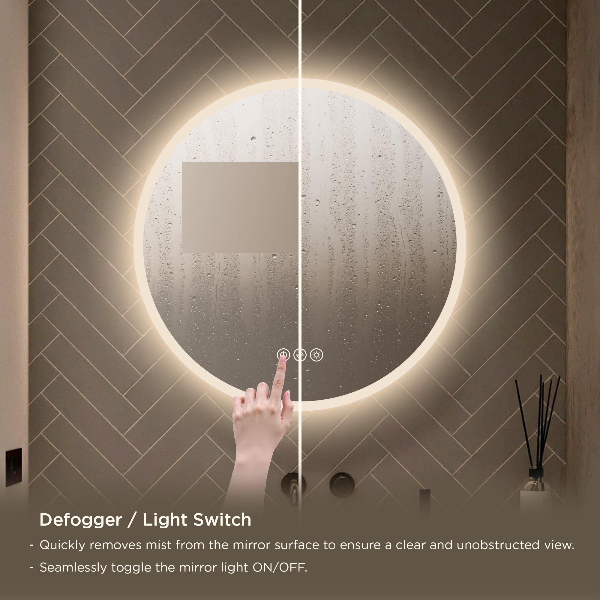 Orion Round LED Mirror with Frosted Side LED M3