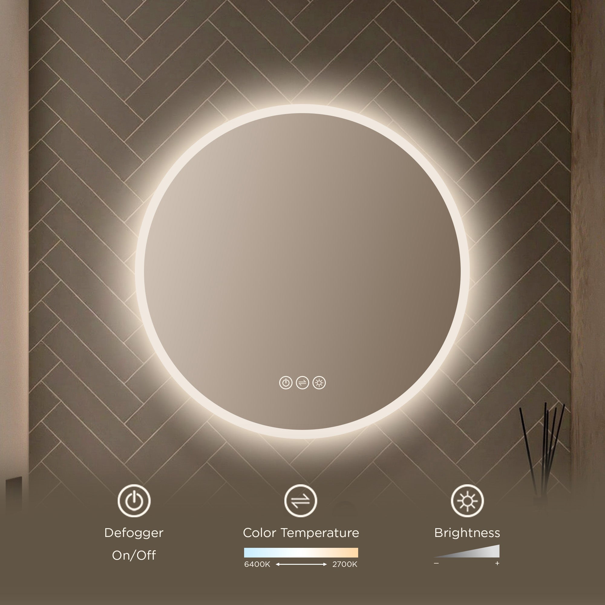 Orion Round LED Mirror with Frosted Side LED M3