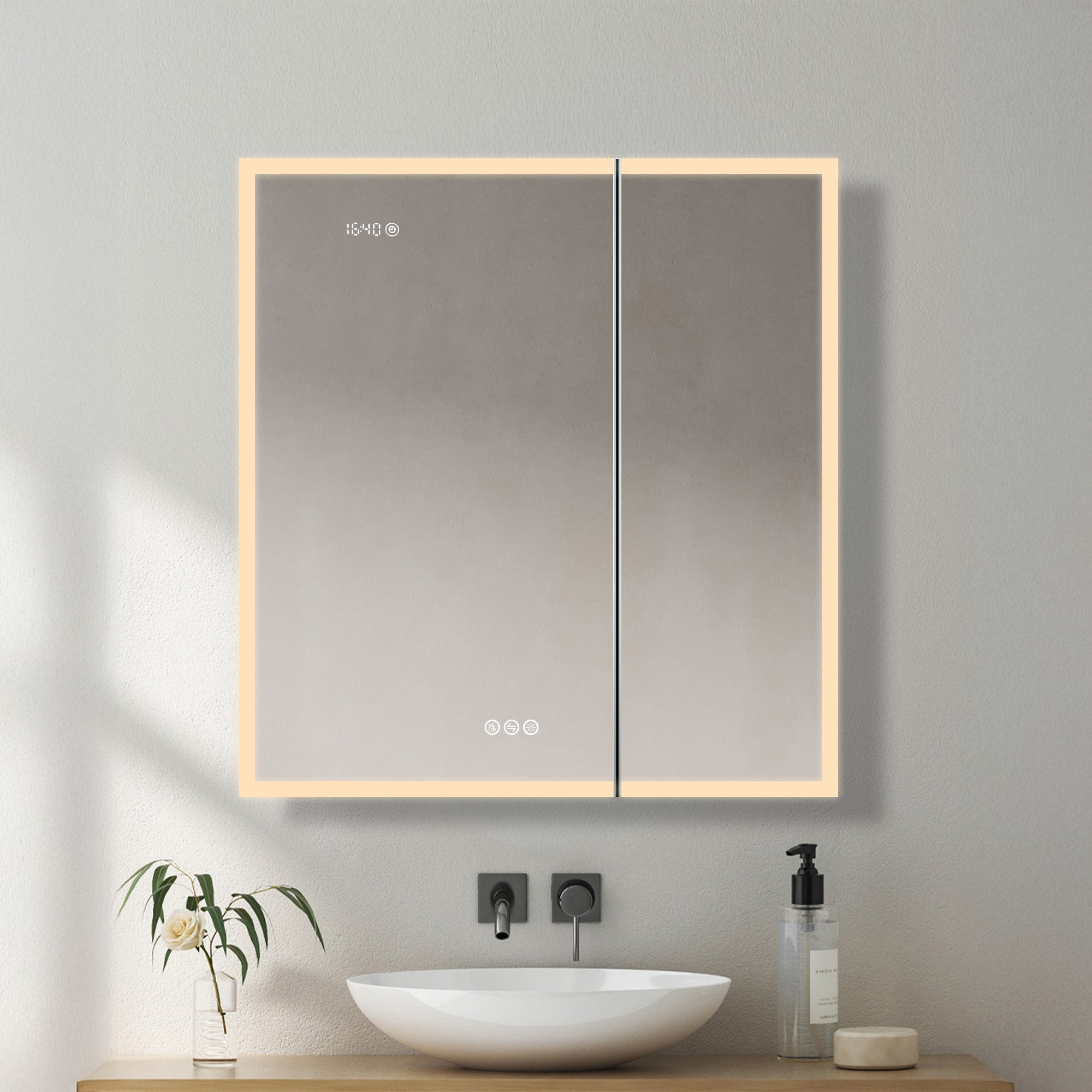 Sirius LED Medicine Cabinet with Clock MCL3