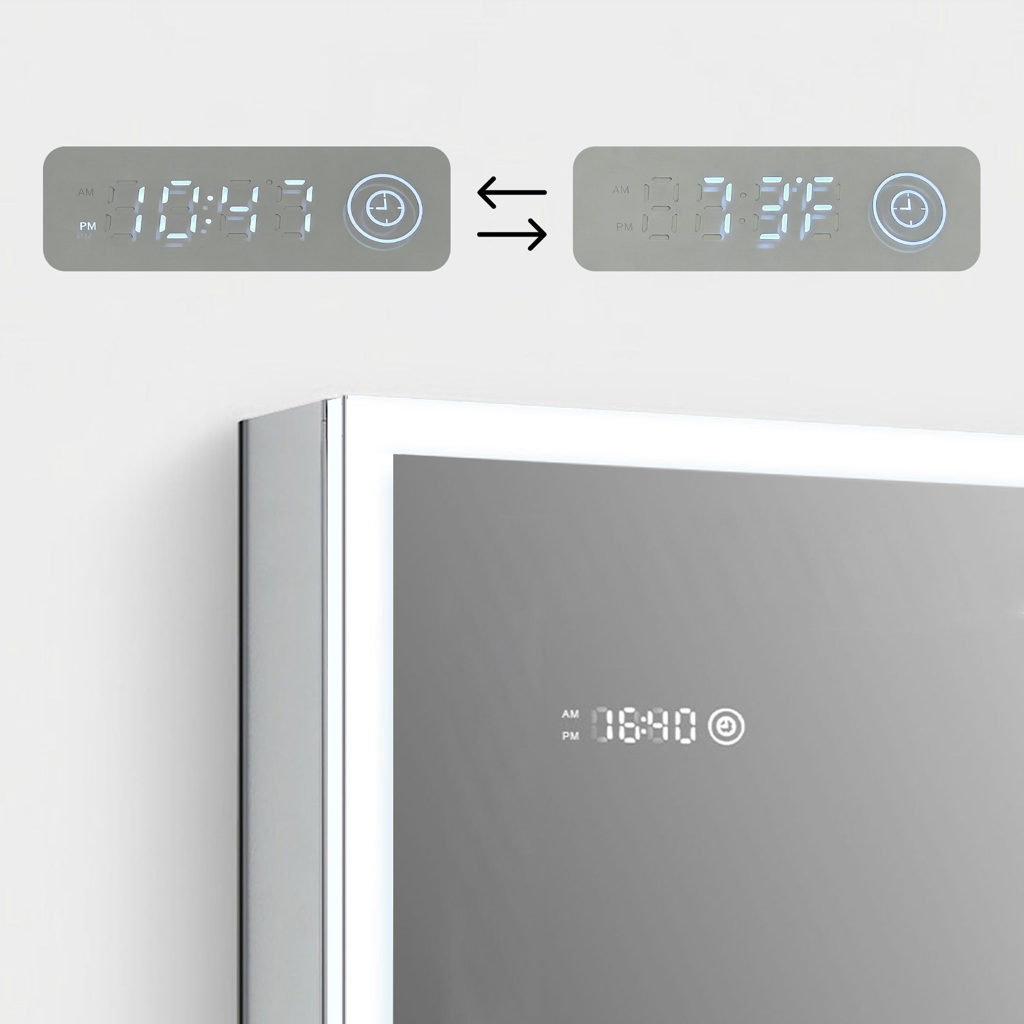 Sirius LED Medicine Cabinet with Clock MCL3