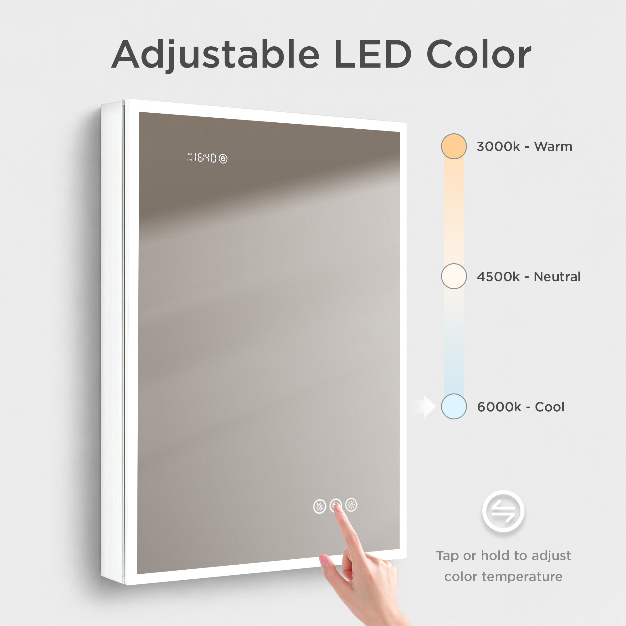 Sirius LED Medicine Cabinet with Clock MCL3