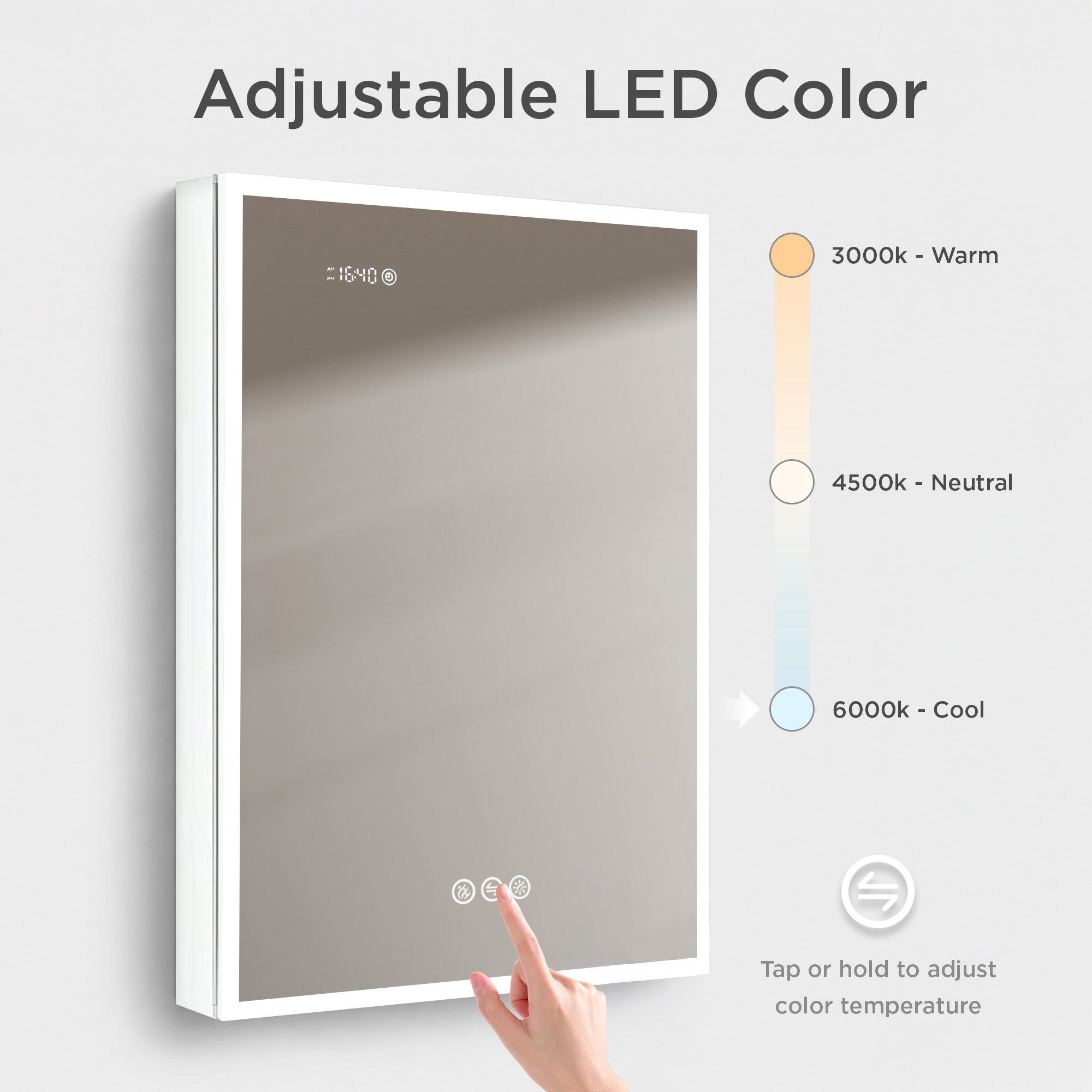 Sirius LED Medicine Cabinet with Clock MCL3