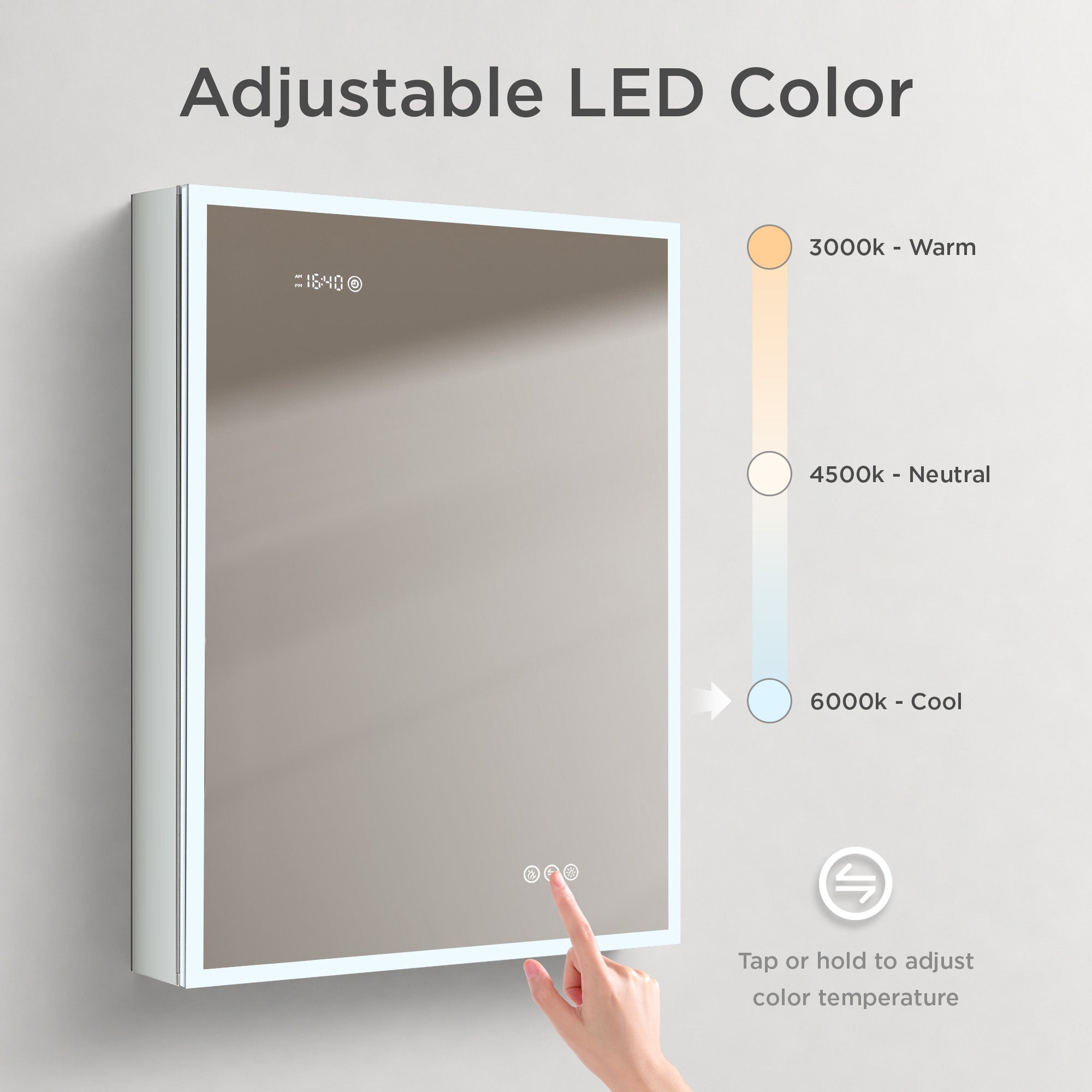 Sirius LED Medicine Cabinet with Clock MCL3