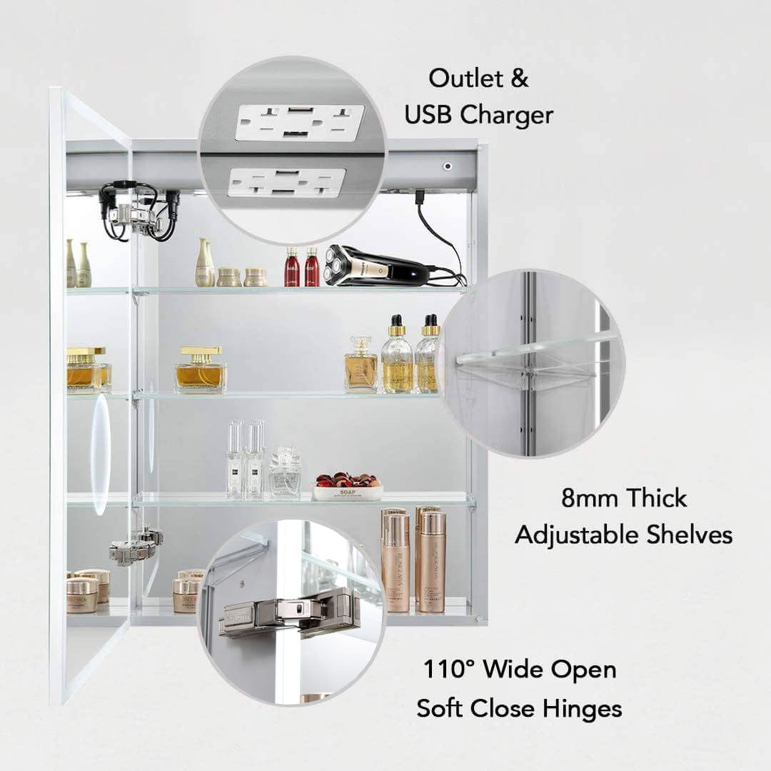 Sirius LED Medicine Cabinet with Clock MCL3