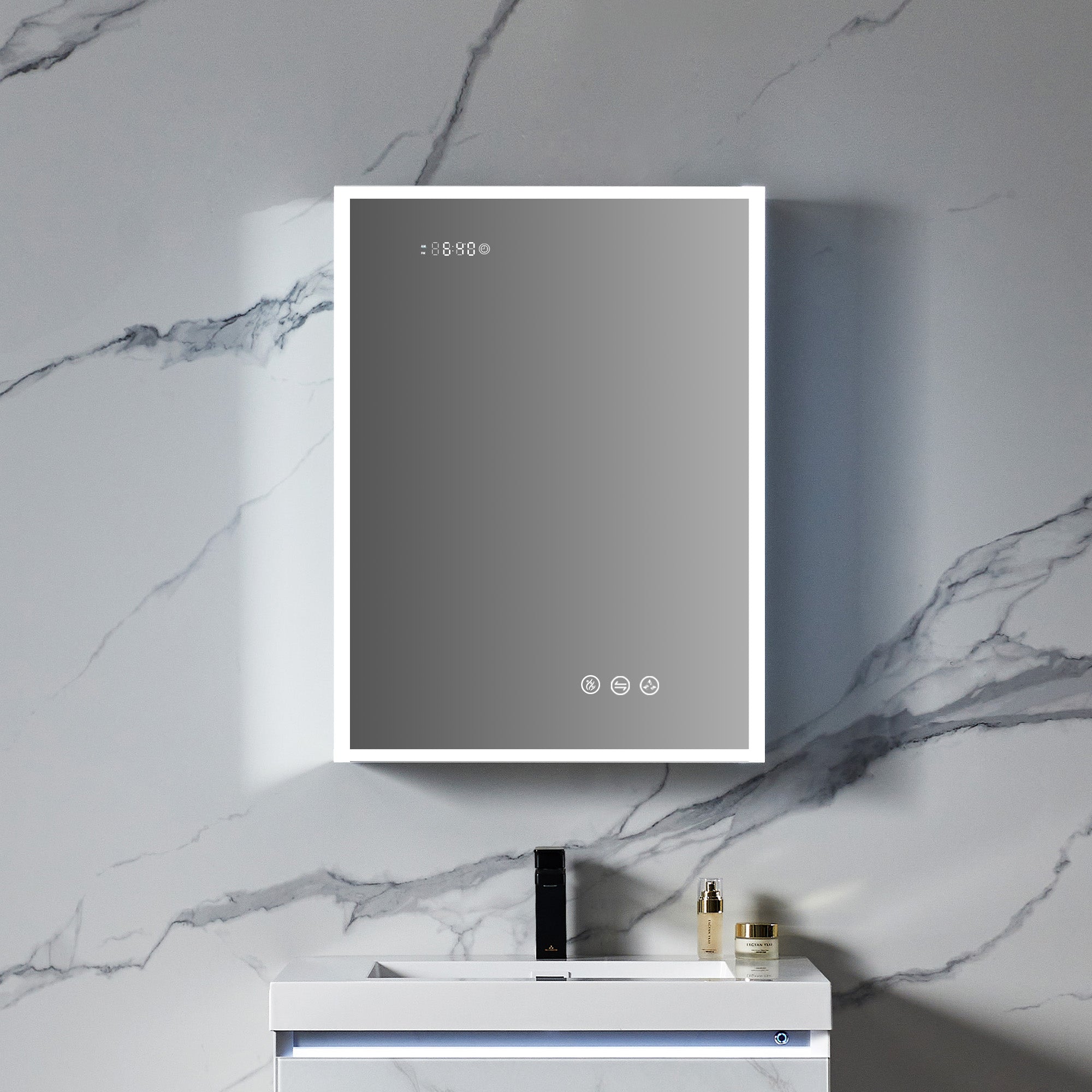 Sirius LED Medicine Cabinet with Clock MCL3