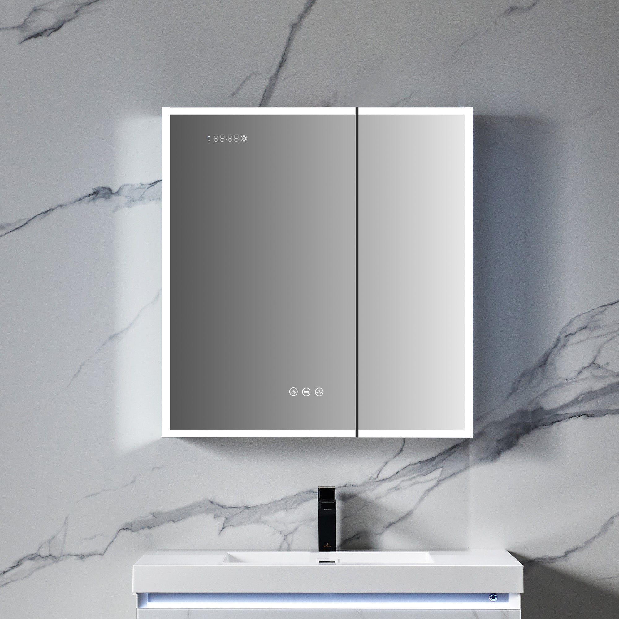 Sirius LED Medicine Cabinet with Clock MCL3