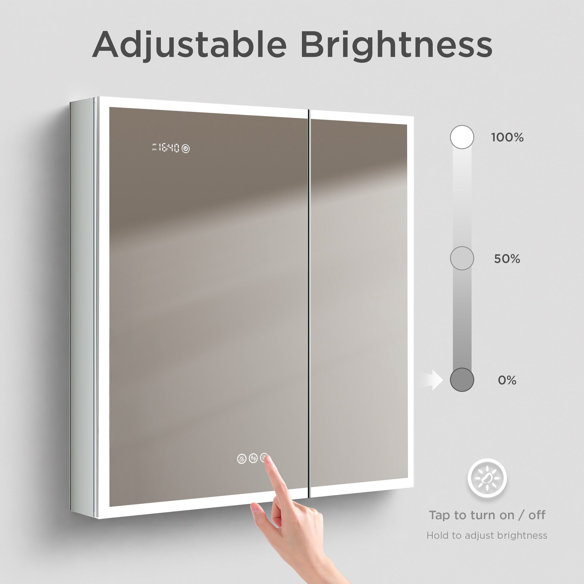 Sirius LED Medicine Cabinet with Clock MCL3