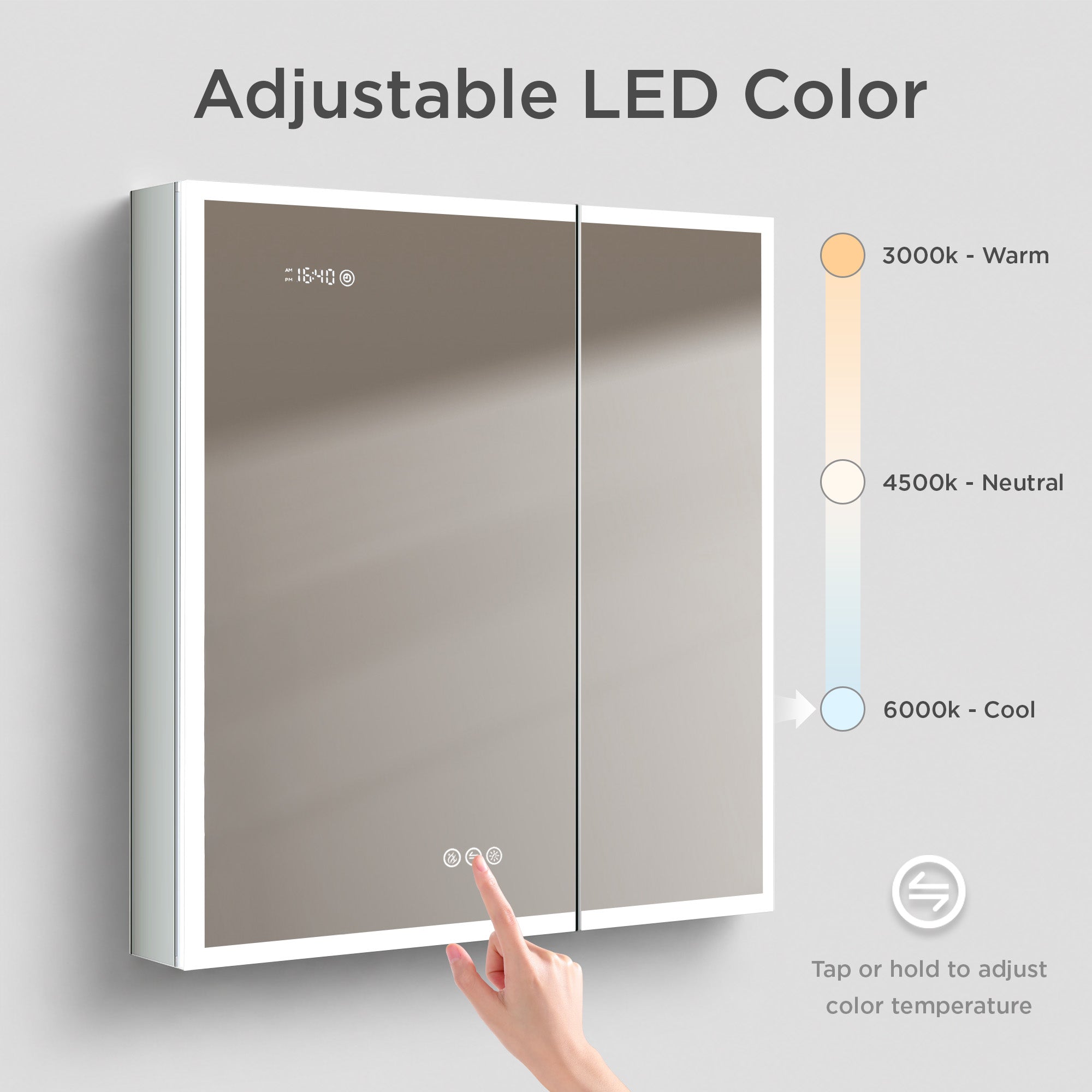 Sirius LED Medicine Cabinet with Clock MCL3