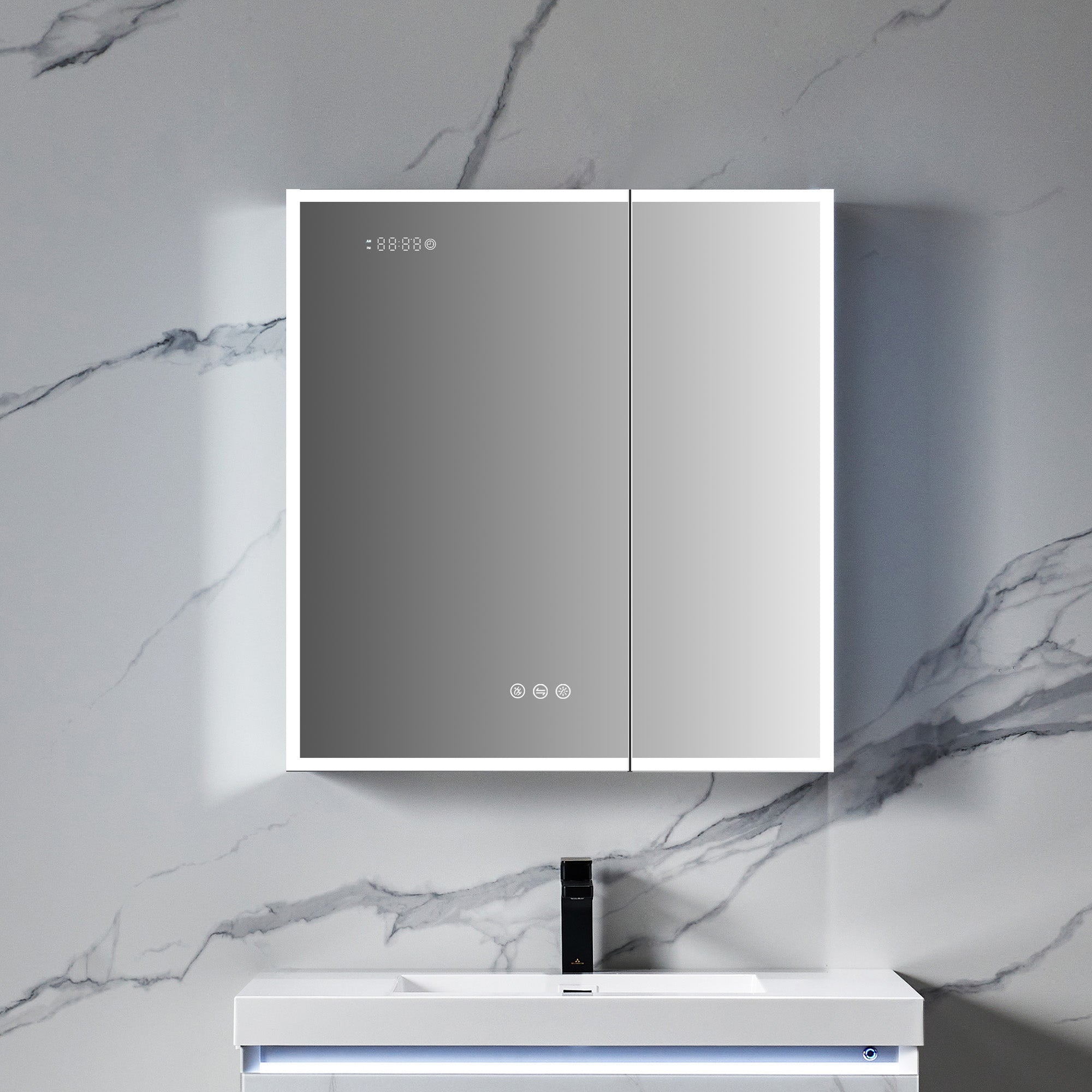 Sirius LED Medicine Cabinet with Clock MCL3