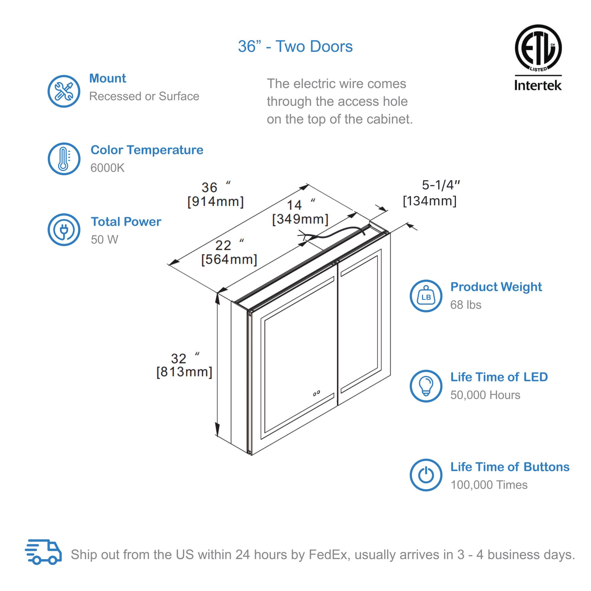 Vega LED Medicine Cabinet MCL4