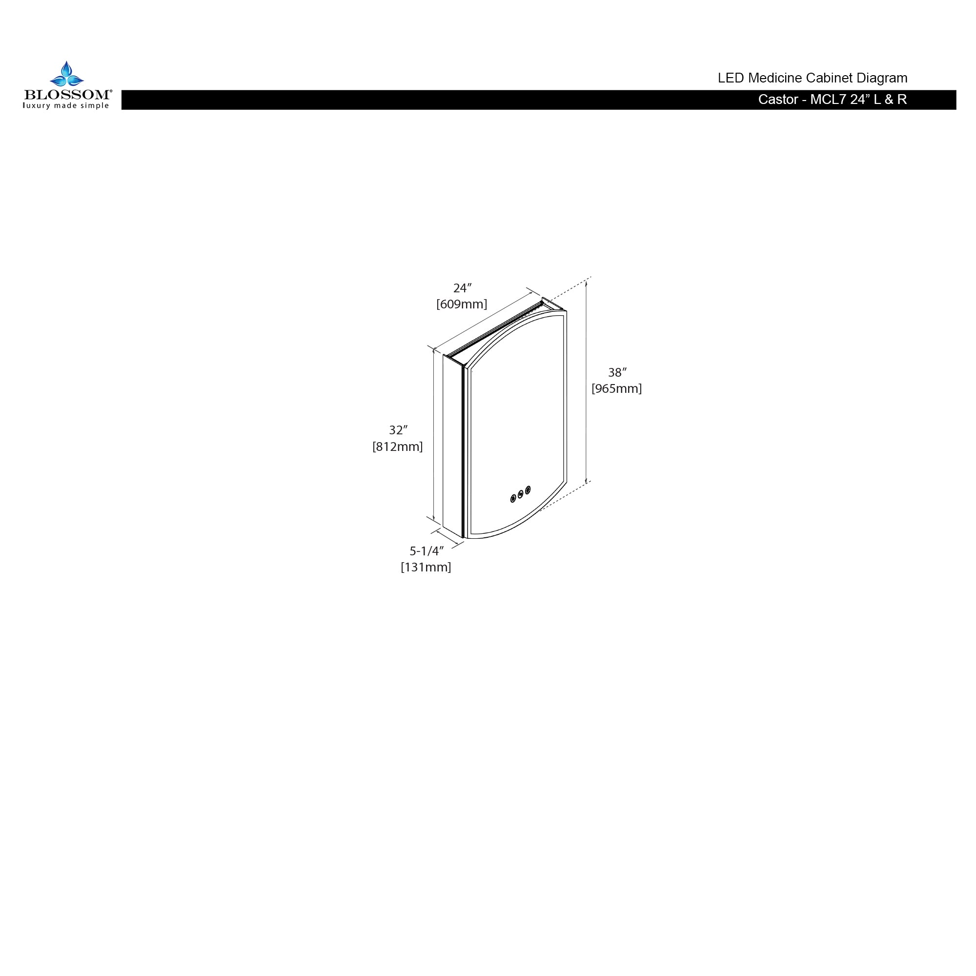 Castor LED Medicine Cabinet MCL7