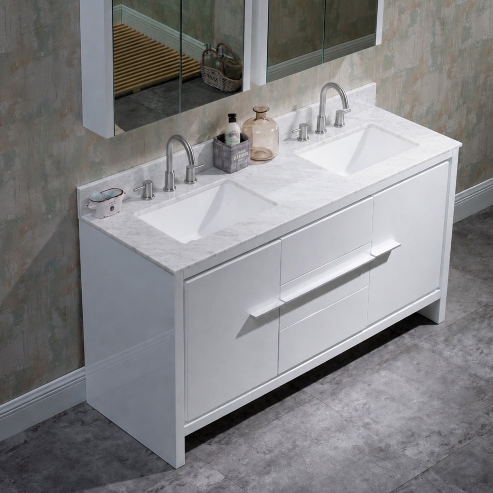 Countertop - Milan 60" - Artificial Calacatta White or Carrara Marble White
