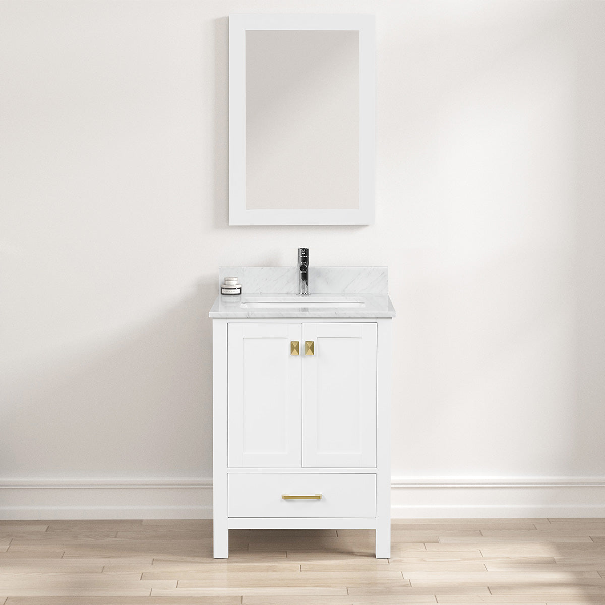 Solid Wood Vanity + Carrara Marble or Artificial Stone Top, Soft