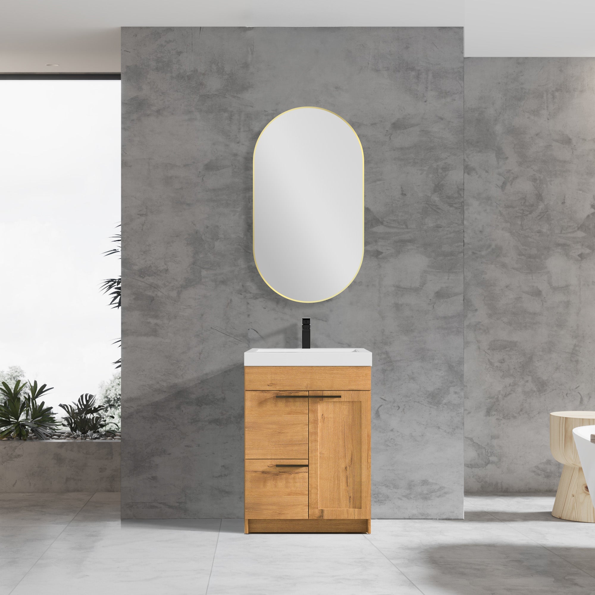 All-Wood Modern Vanity, 2 Doors + 1 Drawer, Soft-Close | 4 Colors