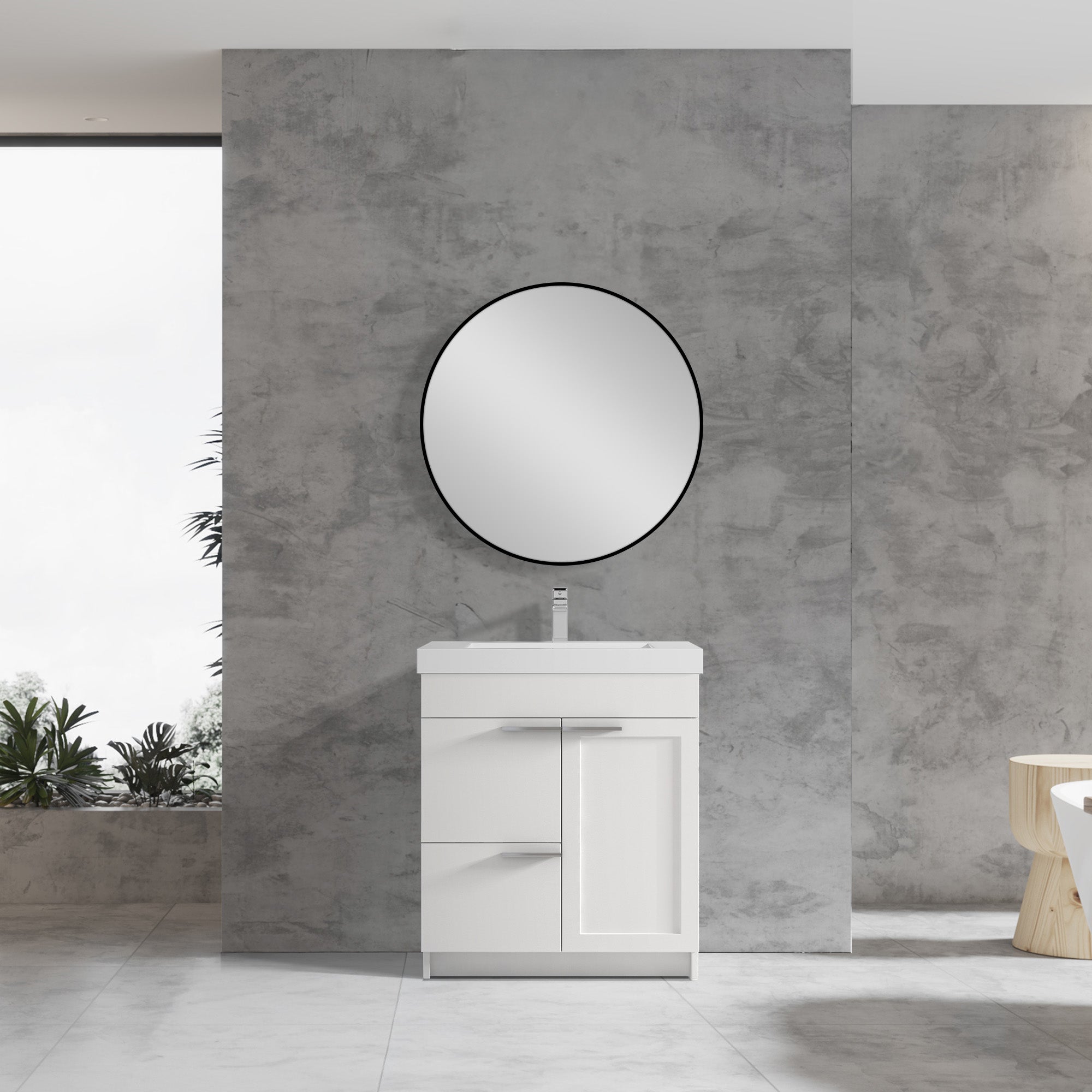 All-Wood Modern Vanity, 2 Doors + 1 Drawer, Soft-Close | 4 Colors