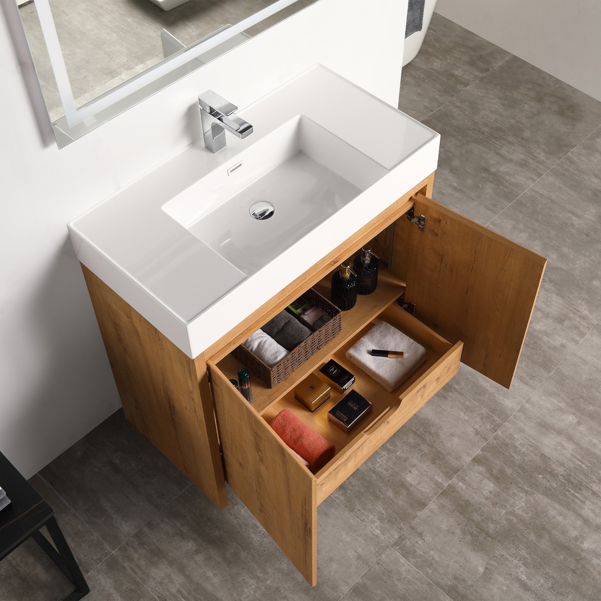 脱毛器 GRANTS VANITY Handle-Free Vanity with Dual LED (Front + Toe Kick) | Transitional