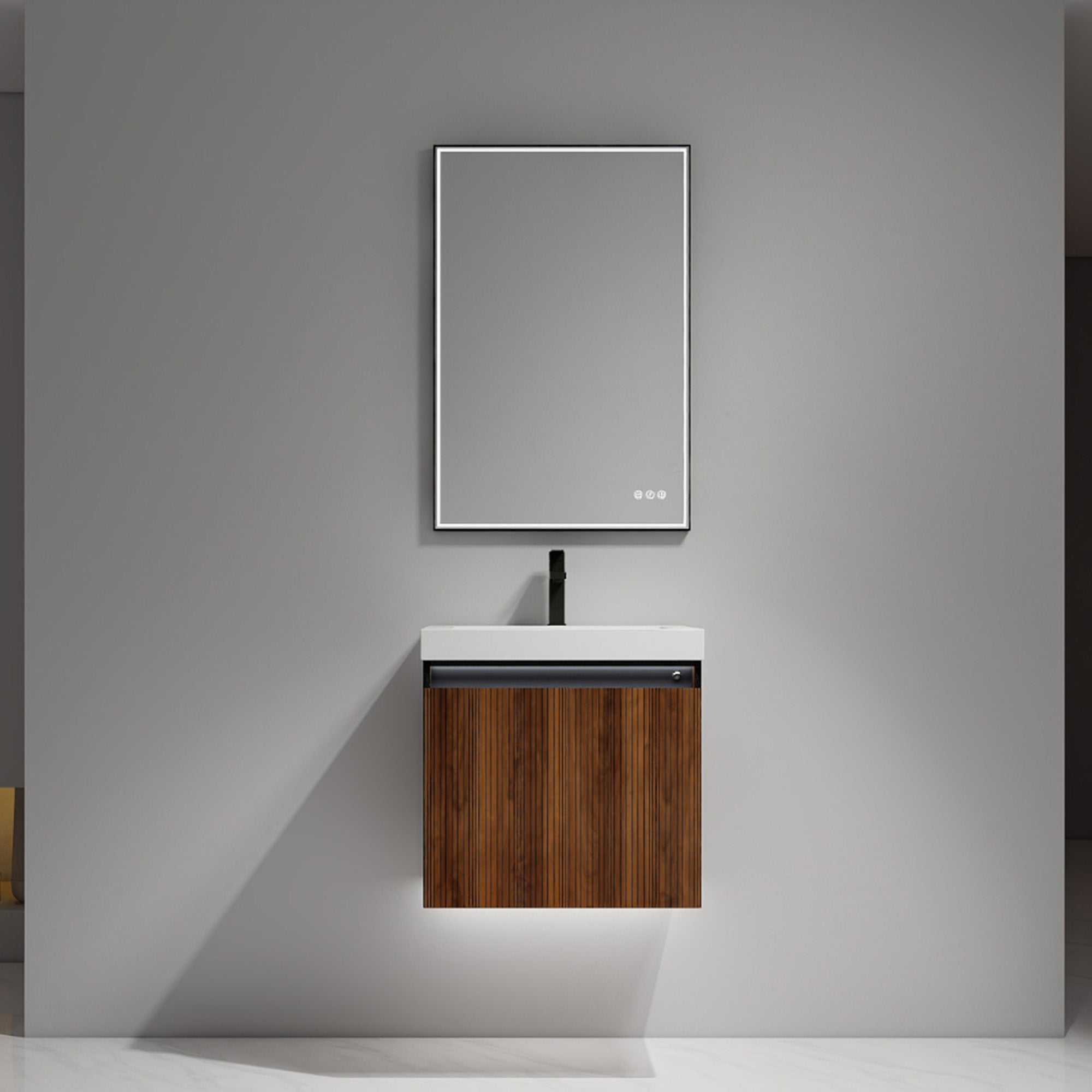 Wall-Hung Plywood Vanity with Dual LED Lights | Soft-Close Drawers