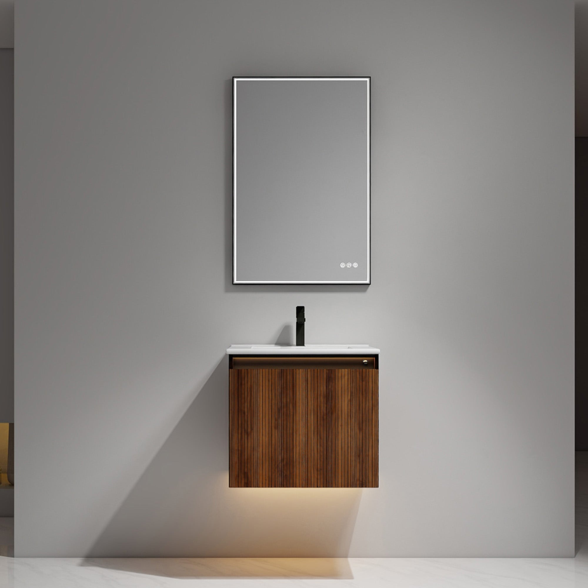 Wall-Hung Plywood Vanity with Dual LED Lights | Soft-Close Drawers