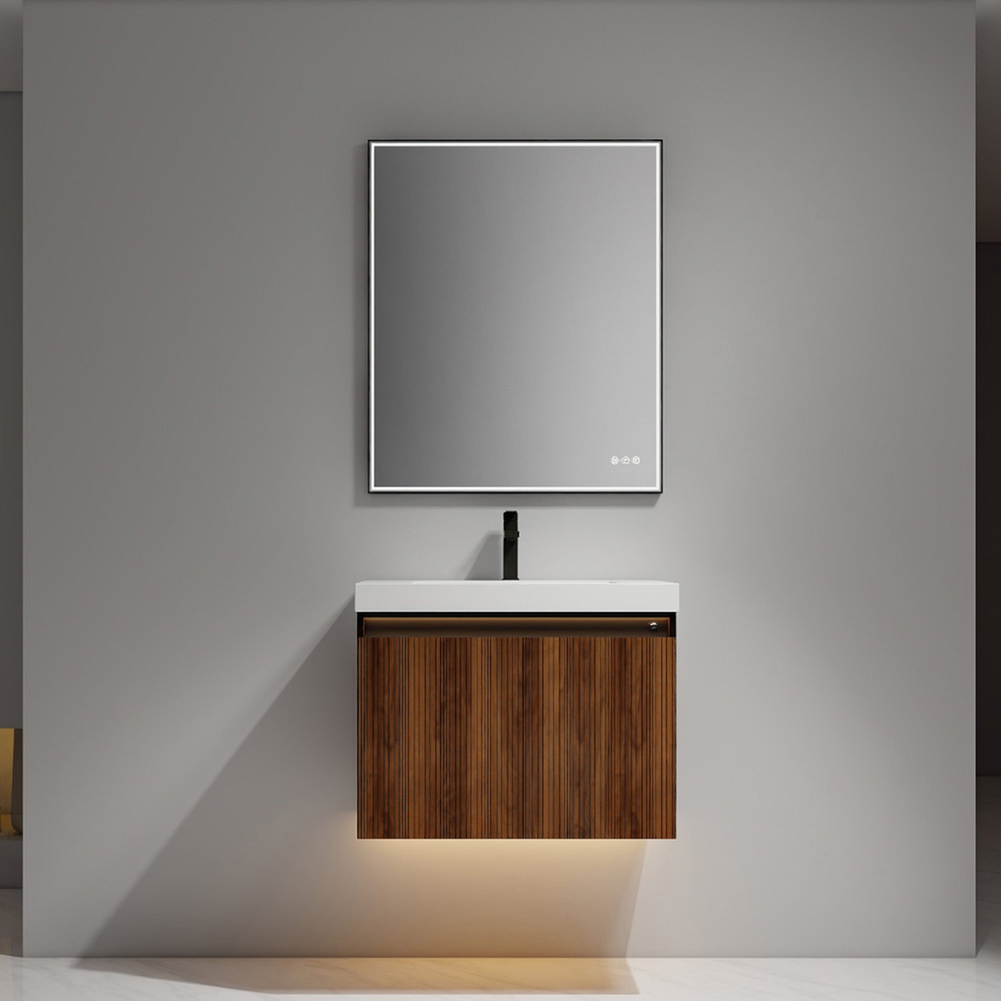 Wall-Hung Plywood Vanity with Dual LED Lights | Soft-Close Drawers