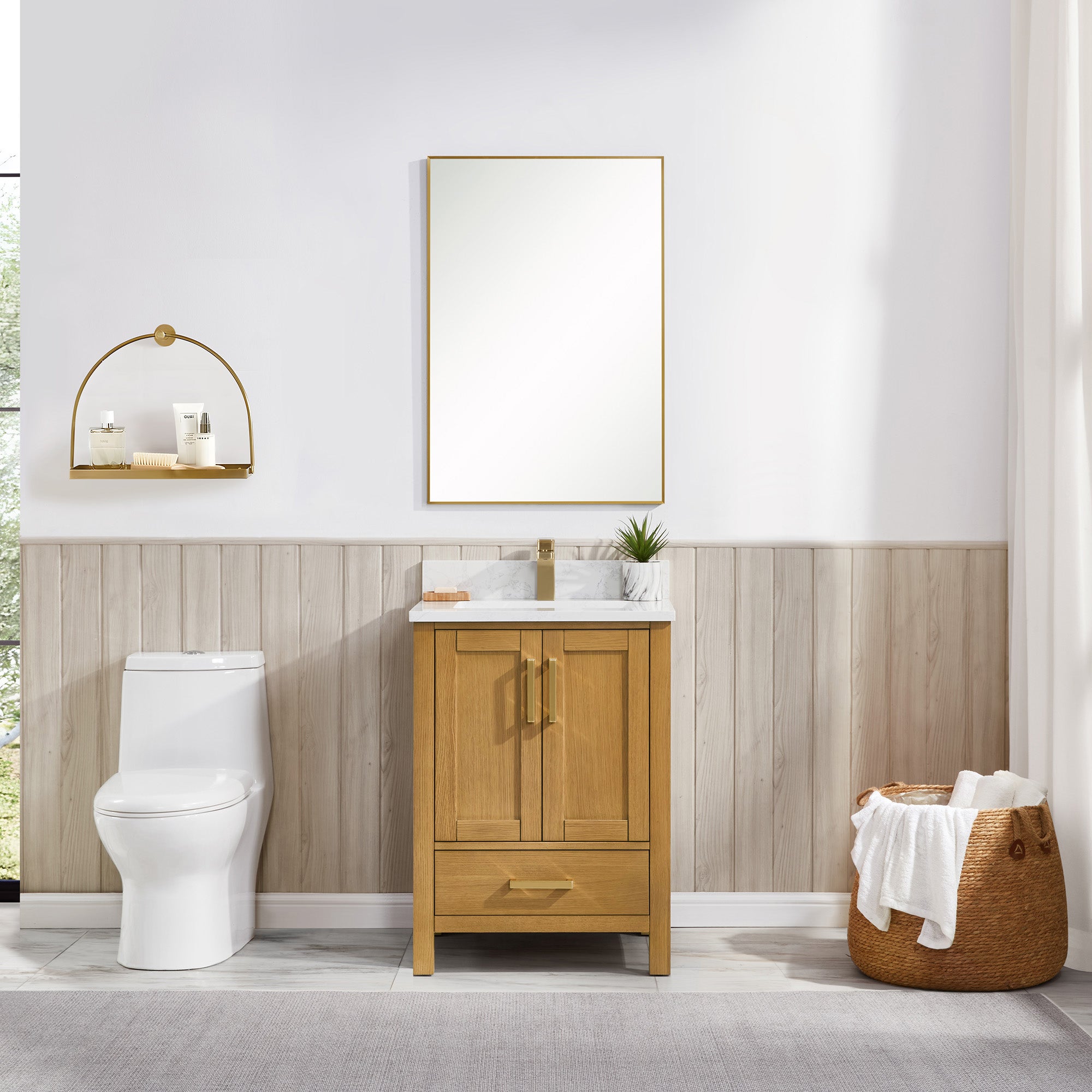 Solid Wood Vanity with Artificial Stone or Natural Marble Top | 2