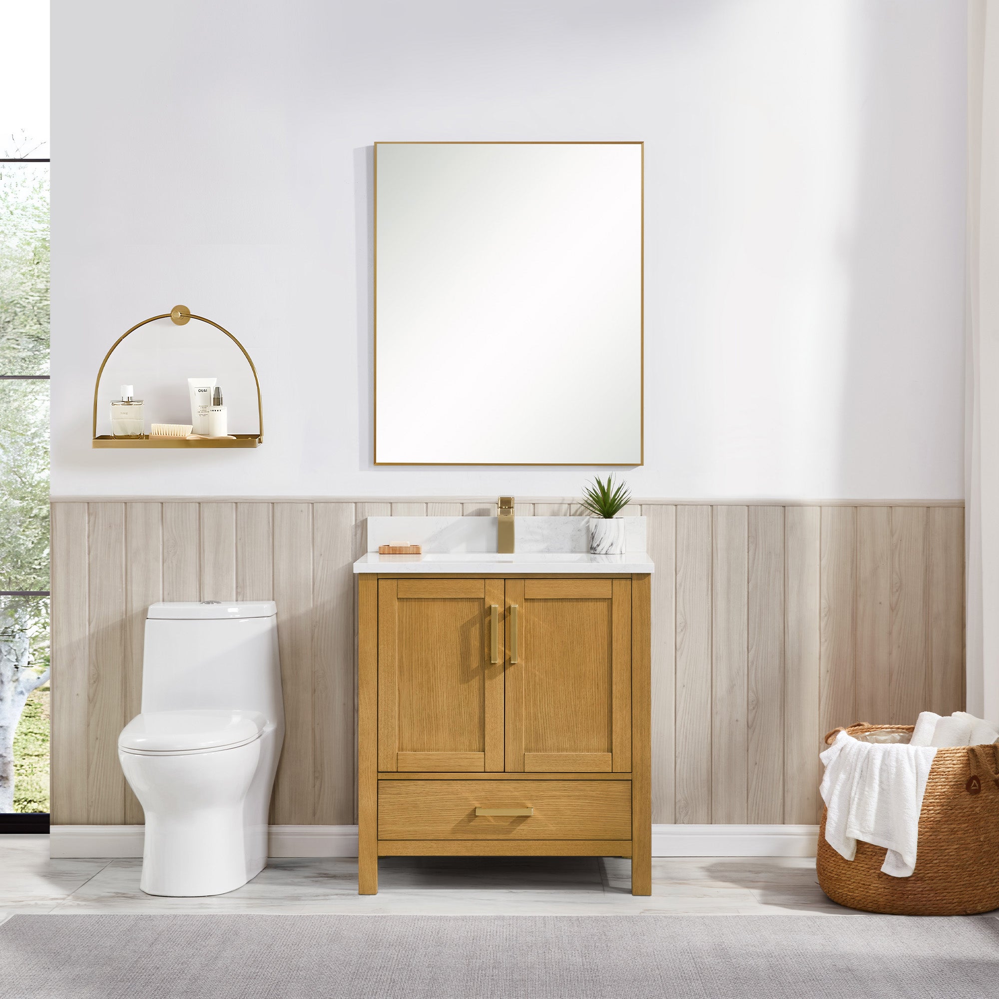 Solid Wood Vanity with Artificial Stone or Natural Marble Top | 2