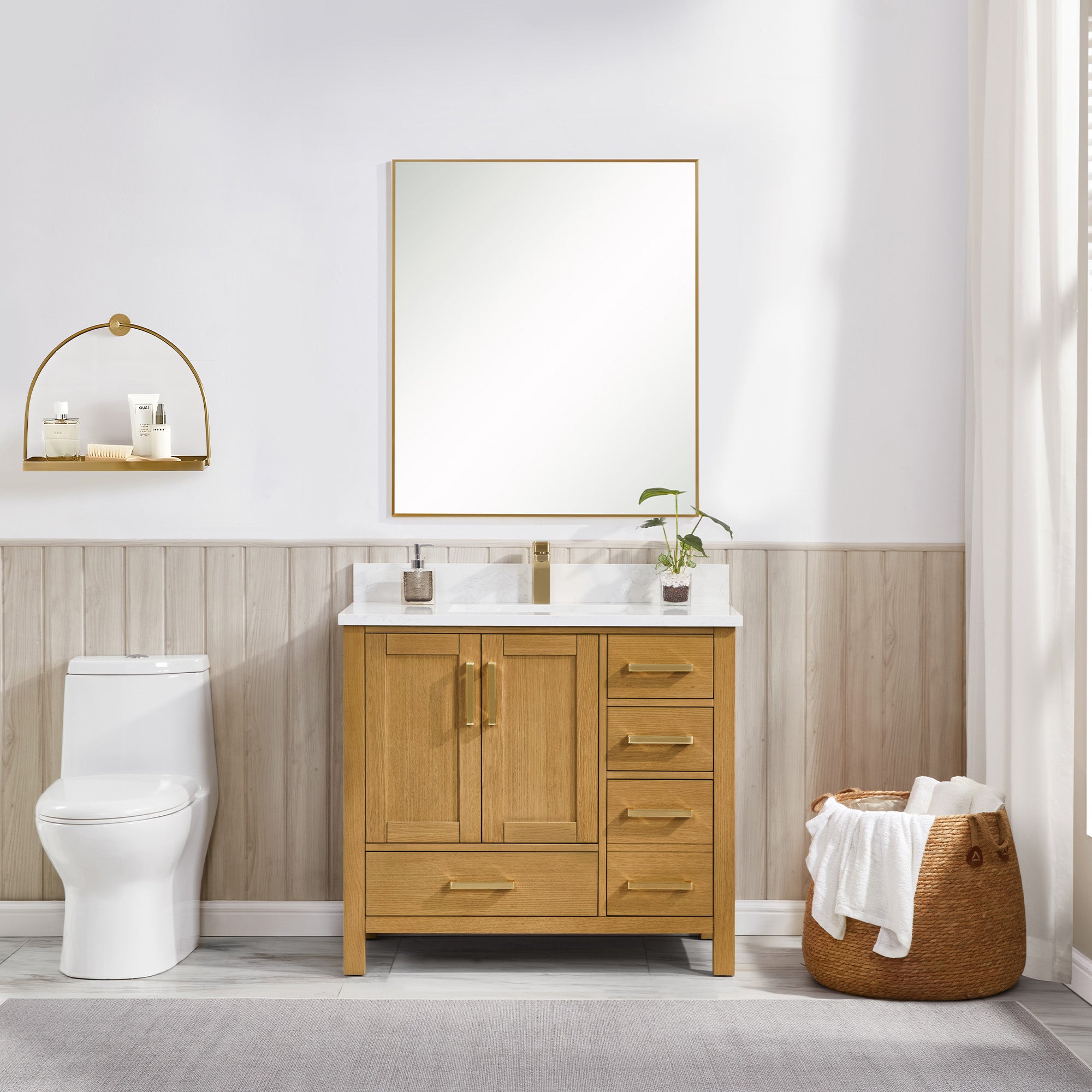 【初版美品】vanity Solid Wood Vanity with Artificial Stone or Natural Marble Top | 2