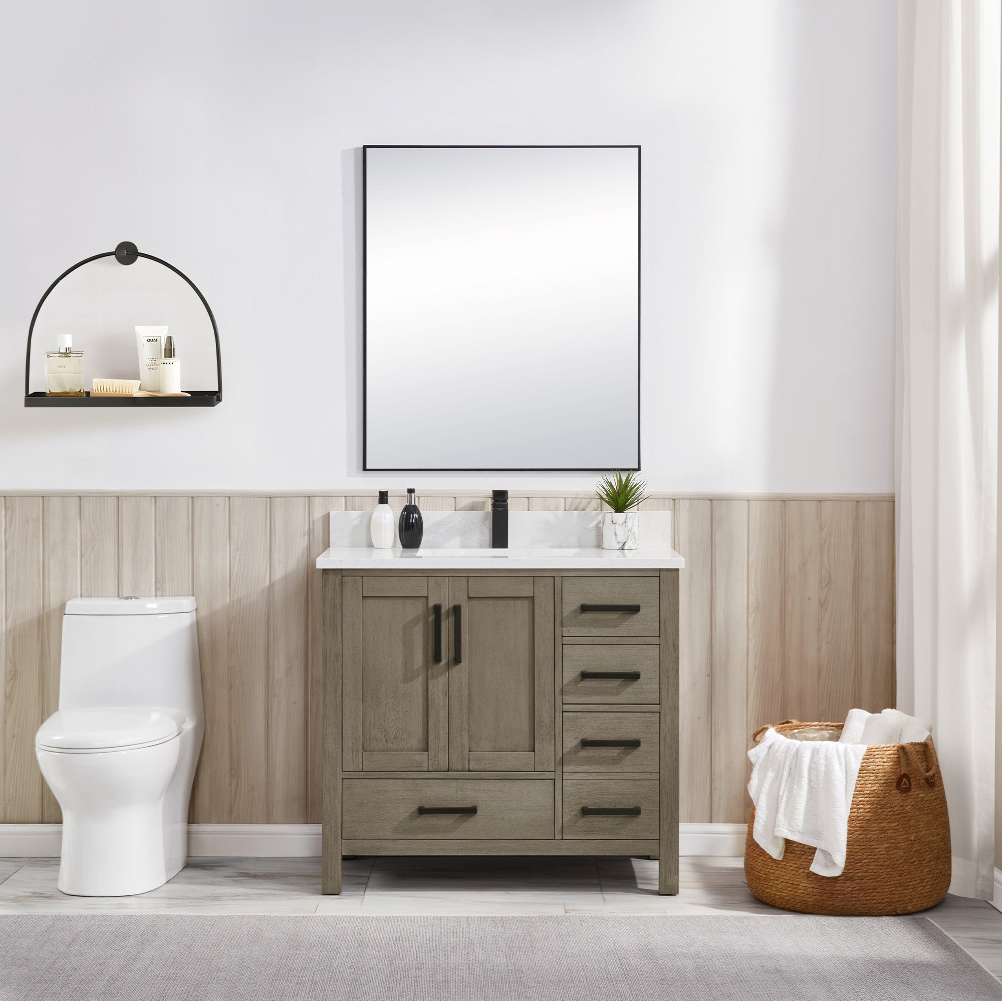 Solid Wood Vanity with Artificial Stone or Natural Marble Top | 2